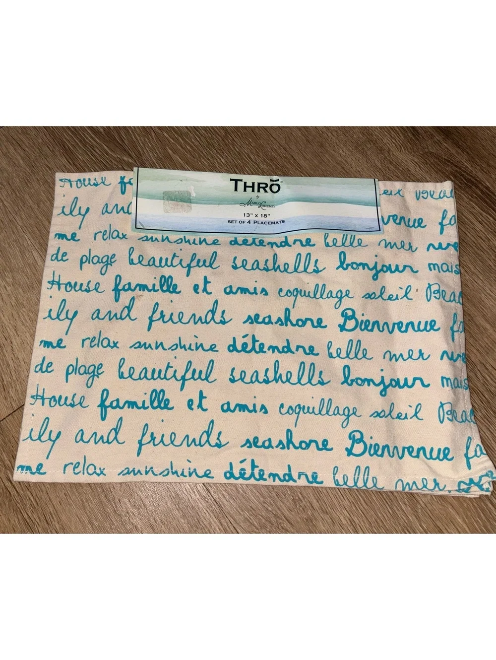 THRO Marlo Lorenz Set of 4 French Script Placemats 13x18 D84